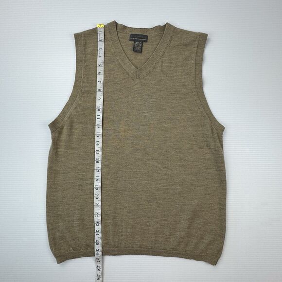 Banana Republic Merino Wool Sweater Vest Men’s L Tan Brown Italian Extra Fine - Picture 6 of 6